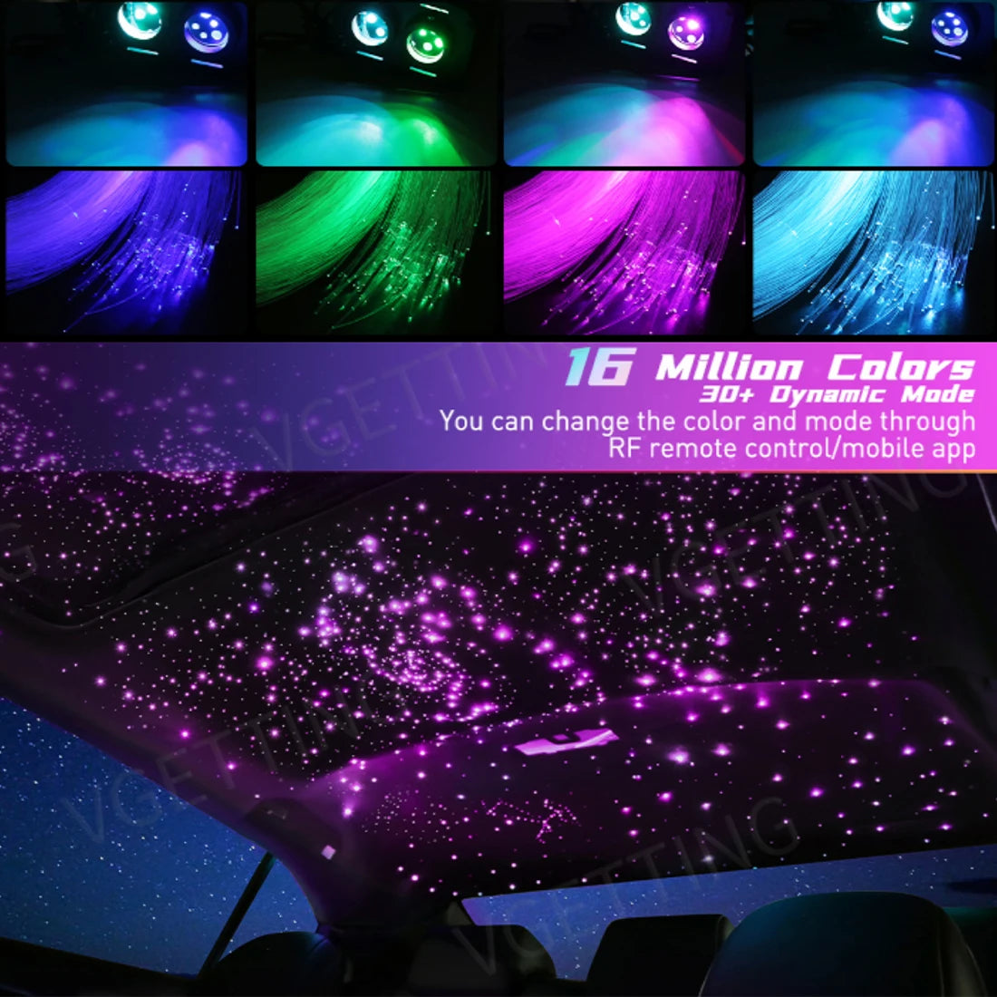 RGBW Twinkle Starlight Headliner Kit | APP Controlled Fiber Optic Star Ceiling