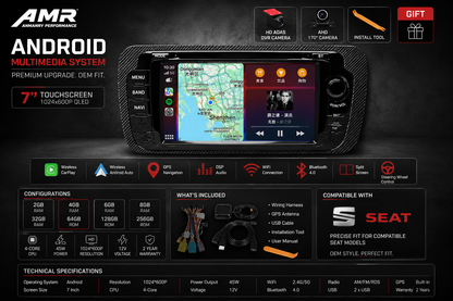 Seat ibiza 6j / cupra Wireless Apple CarPlay Android Auto Multimedia System | Plug & Play Android Display