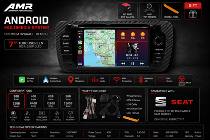 Seat ibiza 6j / cupra Wireless Apple CarPlay Android Auto Multimedia System | Plug & Play Android Display