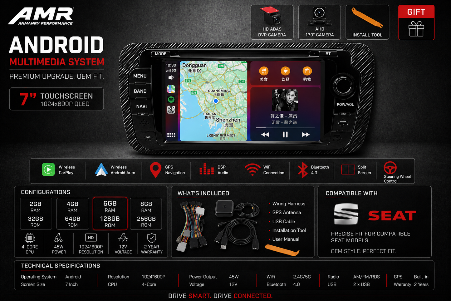 Seat ibiza 6j / cupra Wireless Apple CarPlay Android Auto Multimedia System | Plug & Play Android Display