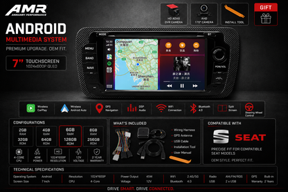 Seat ibiza 6j / cupra Wireless Apple CarPlay Android Auto Multimedia System | Plug & Play Android Display