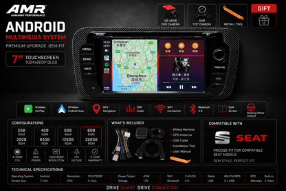 Seat ibiza 6j / cupra Wireless Apple CarPlay Android Auto Multimedia System | Plug & Play Android Display