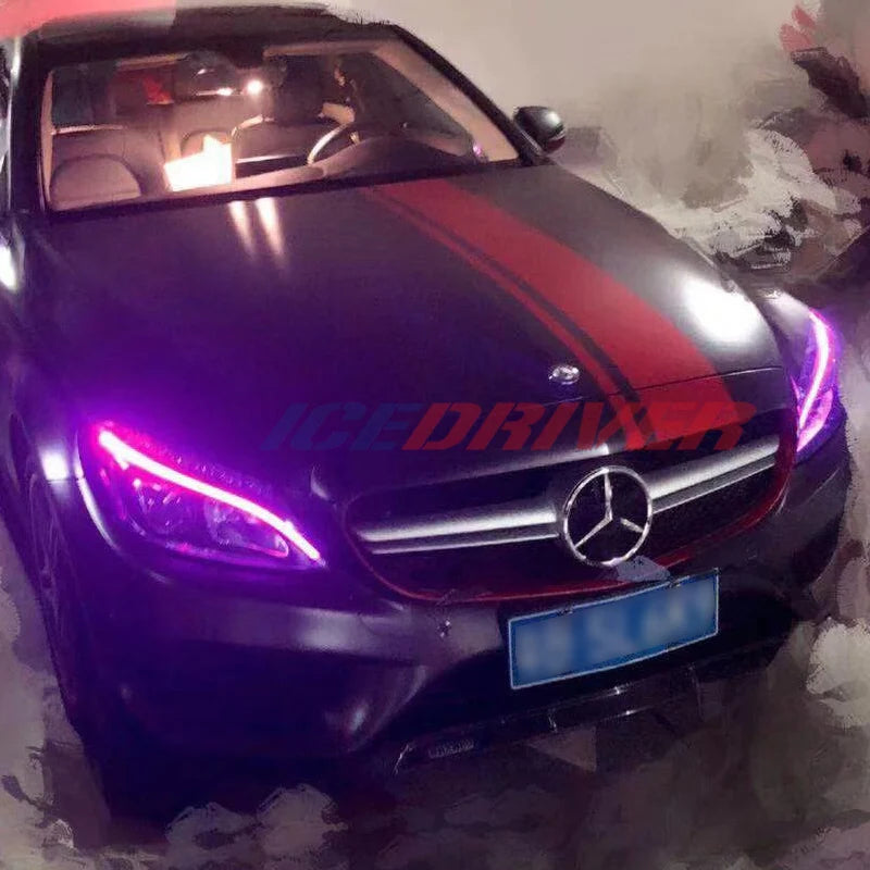 Icedriver for Mercedes Benz C class DRL RGB multicolor LED boards w205 s205 a205 AMG c63 2014-2019 RGBW daytime running lights