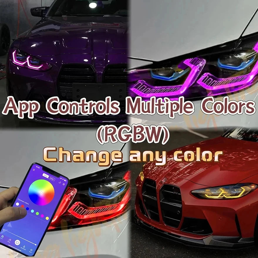 RGB    Blue Red  RGBW DRL LED Unit Fit For 2022 BMW M3 M4 G22 G23 G26 G80 G82 430i M440i Laser Headlight Daytime Running Light