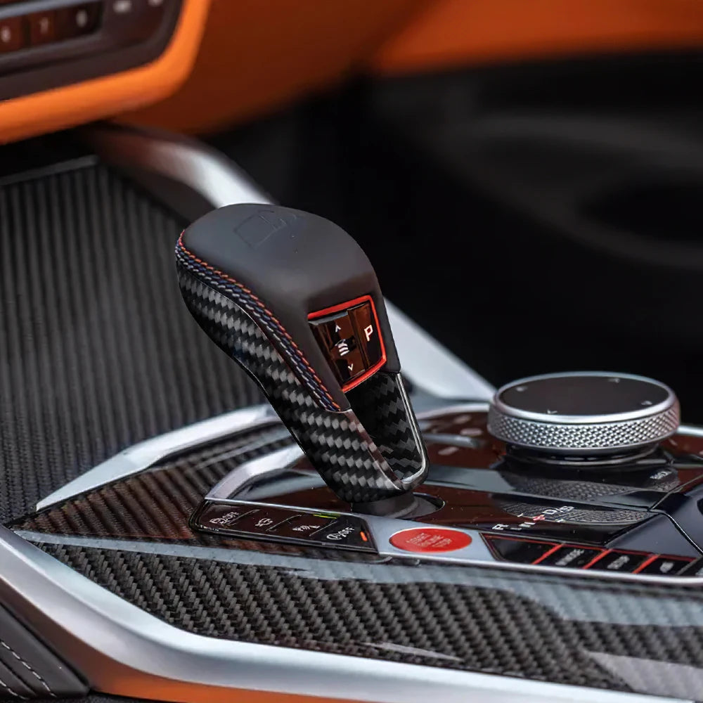 Real Hard Carbon Fiber For BMW M2 G87 M3 G80 M4 G82 G83 X3M F97 X45 F98 F95 2021-2025 LHD RHD Car Gear Shift Knob Interior Cover