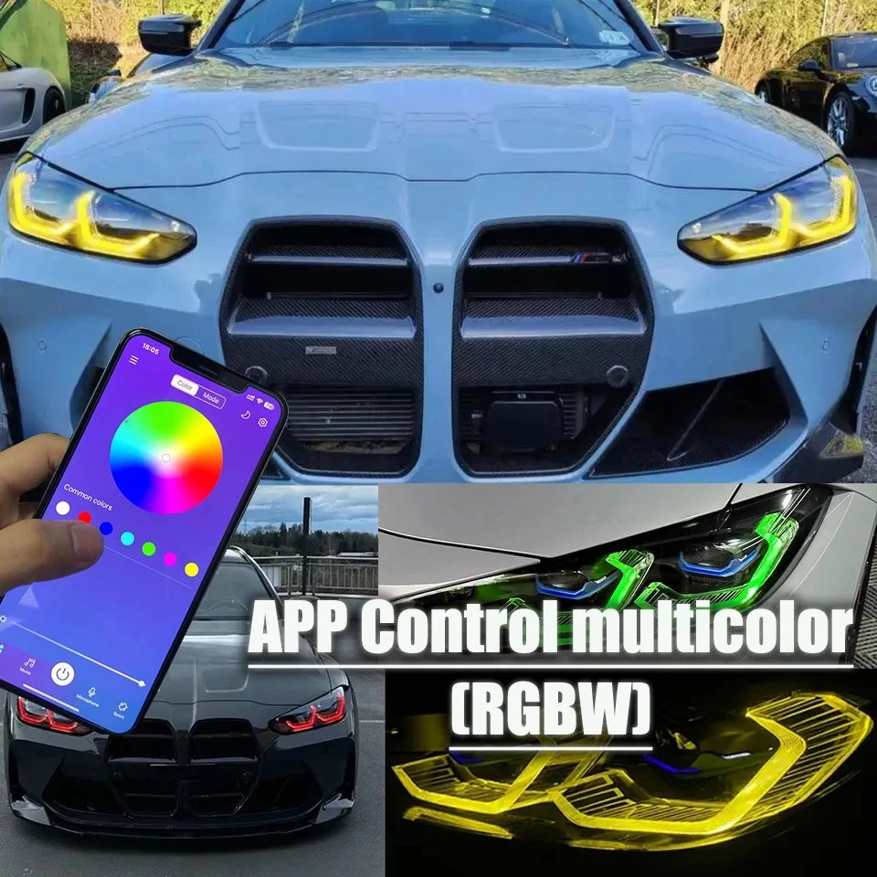 RGB    Blue Red  RGBW DRL LED Unit Fit For 2022 BMW M3 M4 G22 G23 G26 G80 G82 430i M440i Laser Headlight Daytime Running Light